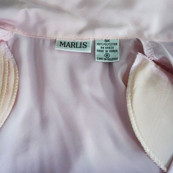 Marlis Vintage Blouse Sz 8 Pleated Front Long Sleeve Blush Pink Shoulder Pads - Picture 9 of 10